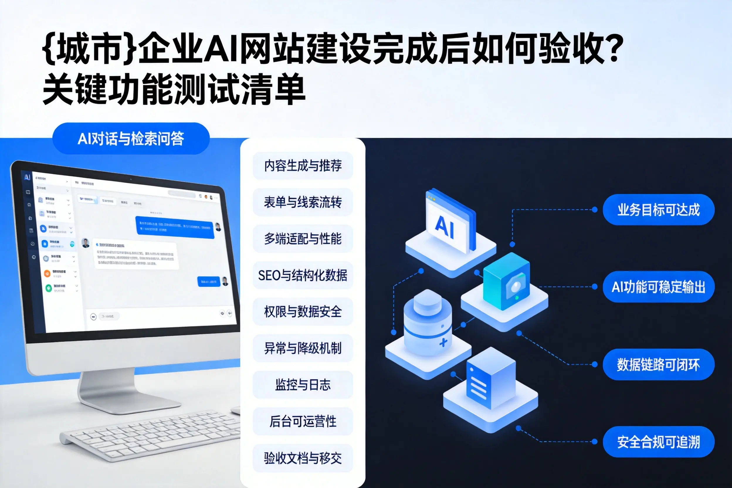 驻马店企业AI网站建设完成后如何验收？关键功能测试清单
