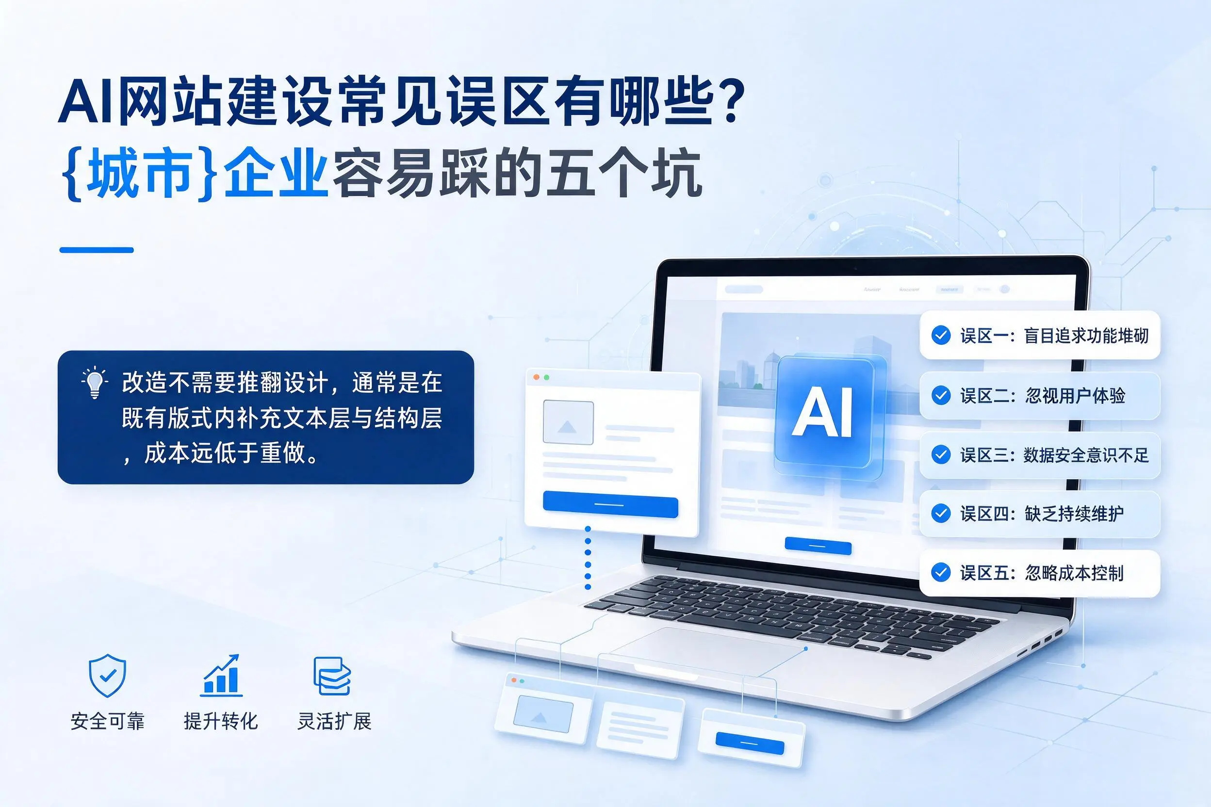 AI网站建设常见误区有哪些？驻马店企业容易踩的五个坑
