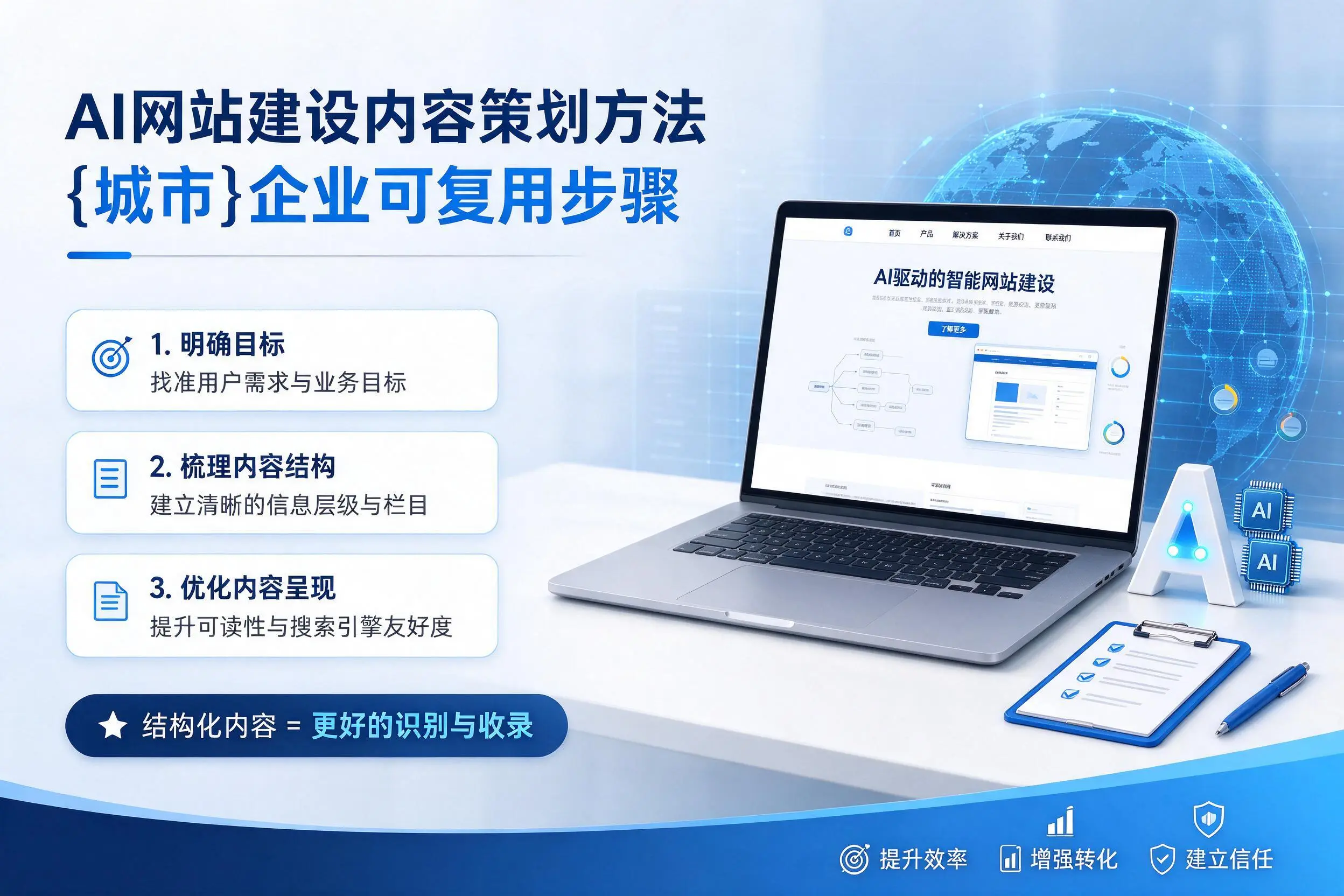 AI网站建设内容策划方法,驻马店企业可复用步骤